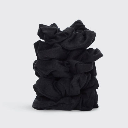 Scrunchies de algodón orgánico negro - Paquete de 5